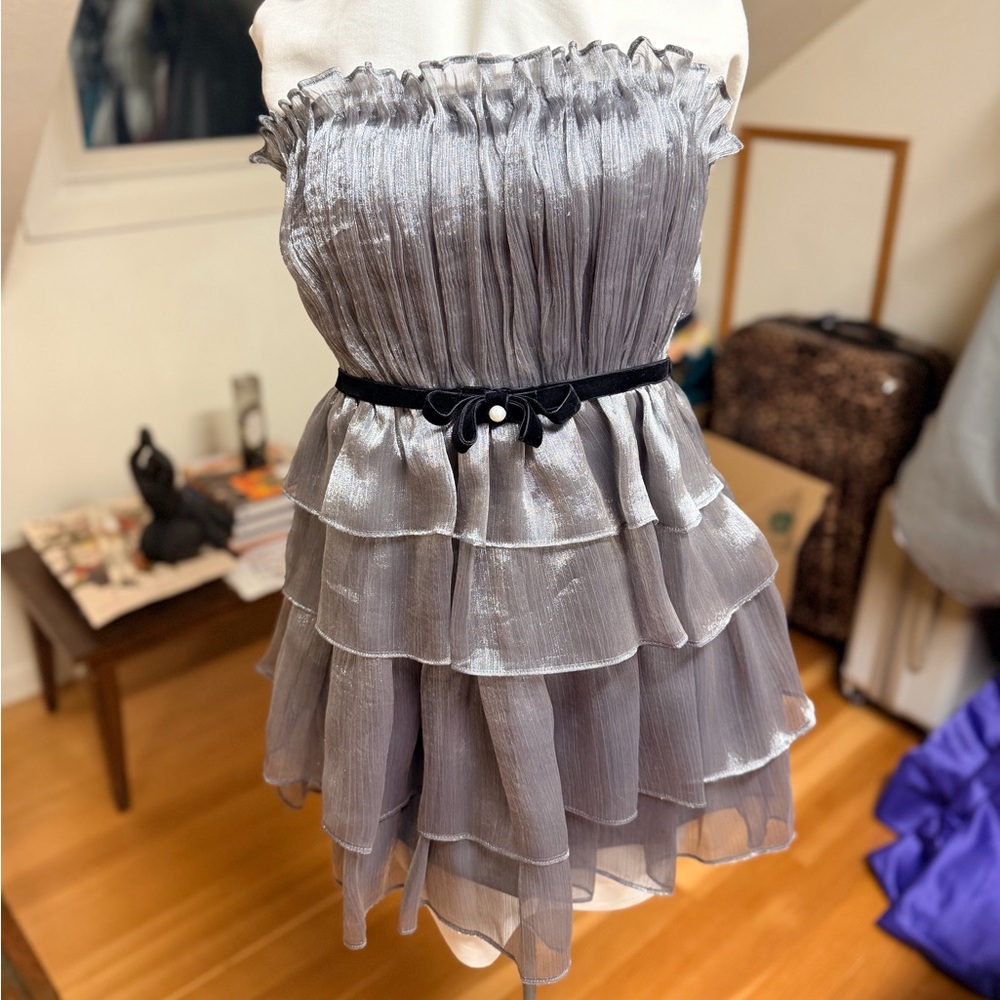 City Studio Metallic Gray Dress